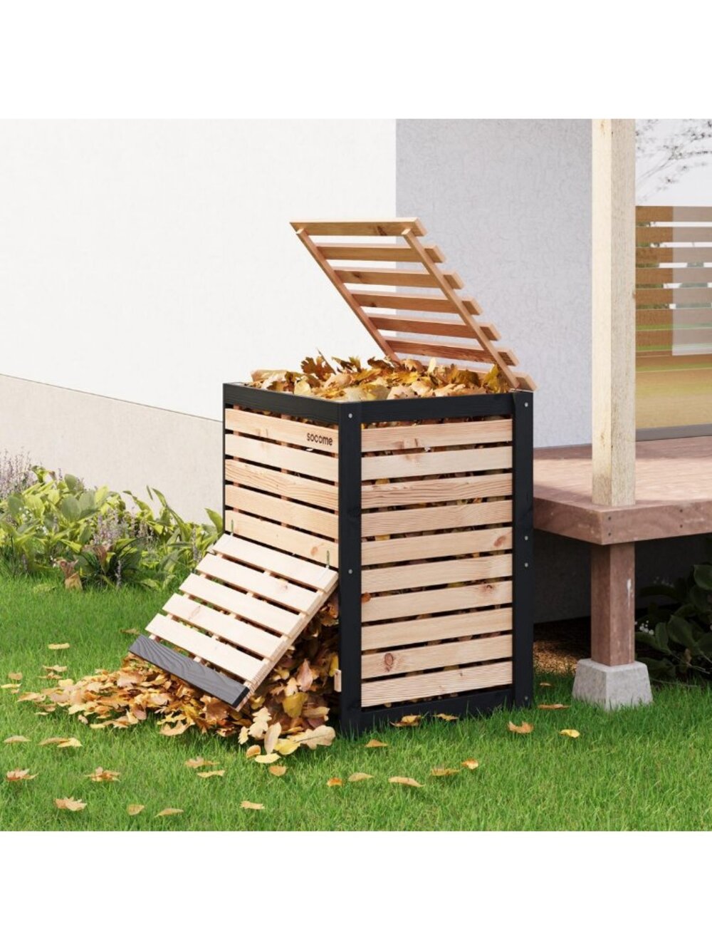 130 Gallon Cedar Wood Compost Bin - Outdoor Composter for Eco-Friendly Gardening
